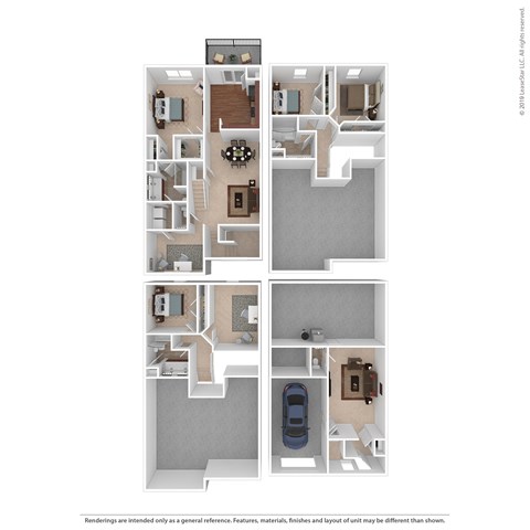 Floor plan for 3 beds, 2.5 baths, 1995 sqft